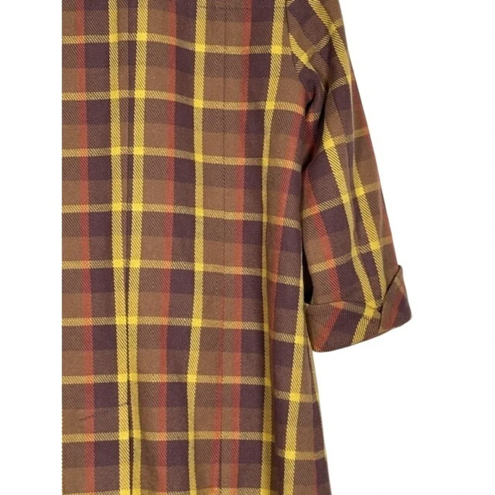 Frenchi Kids Plaid Button Front Coat‎ Size S Brown Yellow